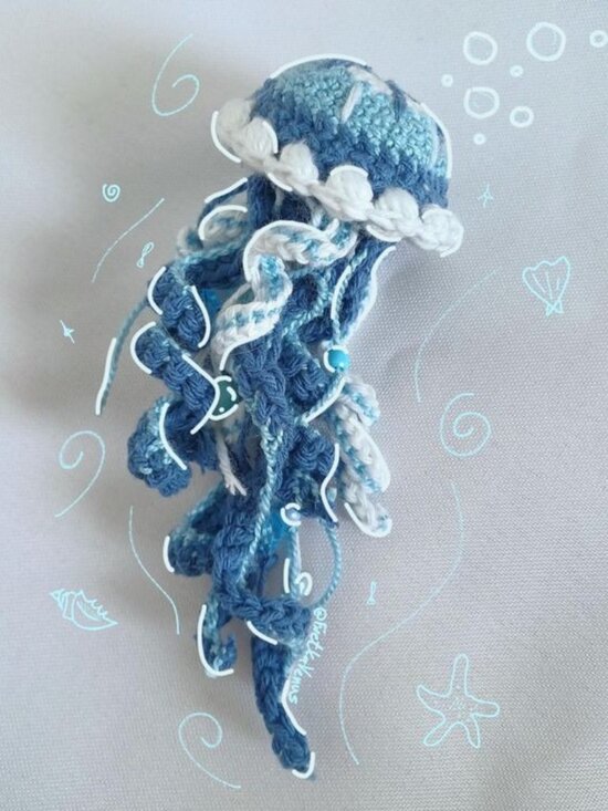 Accessories - Handmade Crochet Jellyfish Plush - Whimsical Sea Creature Bag Charm & Decor